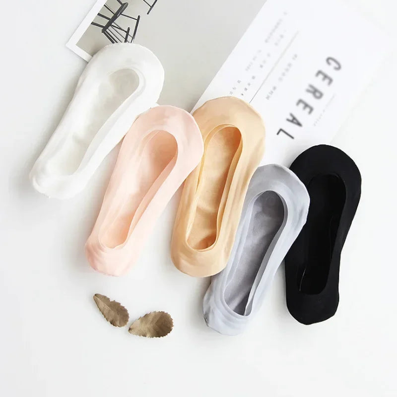 3/5/10Pairs Summer Thin Socks Women's Ankle Short No-Show Set Foot Cotton Female Invisible White Low Cut Non-Slip Boat Sock