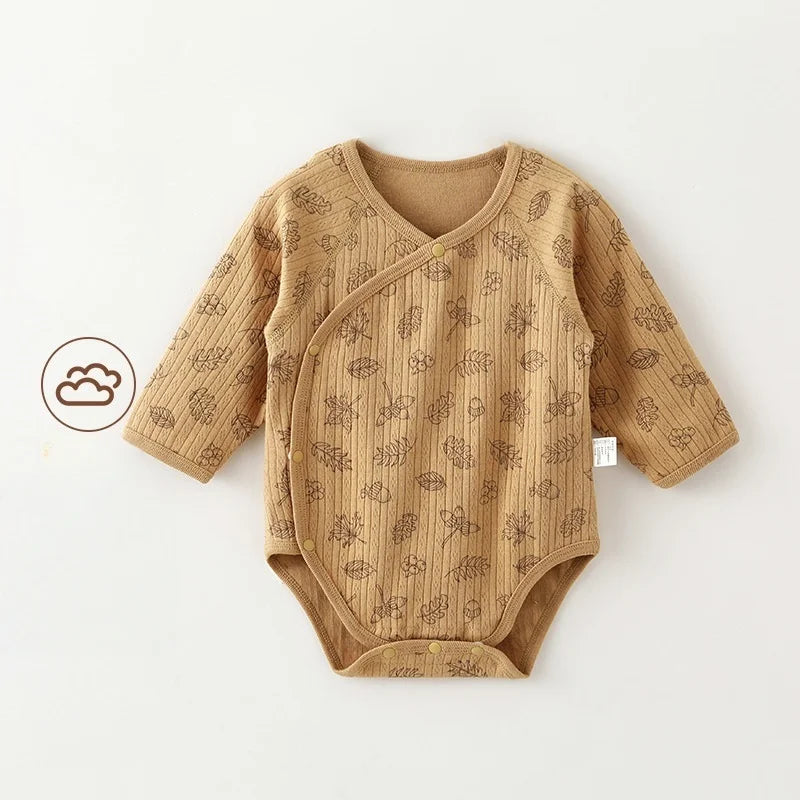 0-2Y Baby Clothes Boy Comfy Baby Daily Bodysuit Newborn Infant Girls Clothes Cotton Double Layered Belly Guard Triangle Romper