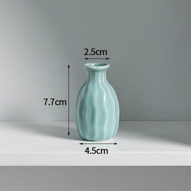 Ins Ceramics Flower Vase Nordic Flower Bottle Mini Flower Plant Bottle Pots Hydroponics Vases Room Decor Table Ornament