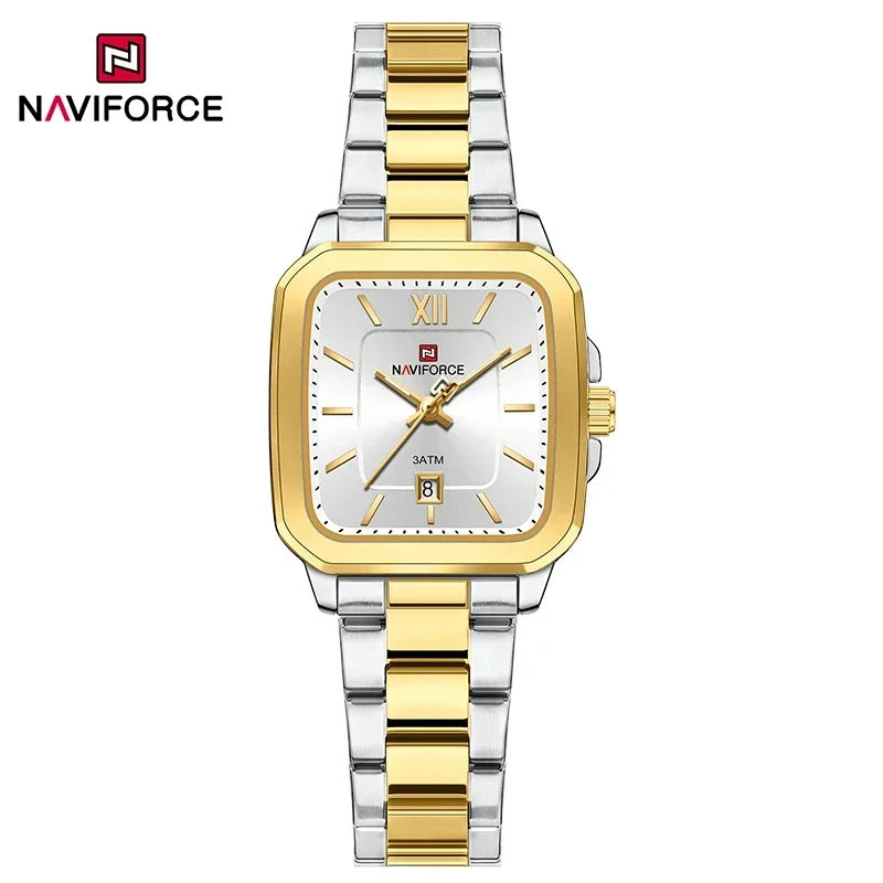 NAVIFORCE Fashion Women's Watches Waterproof Couple Steel Strap Quartz Calendar Wristwatch Gift for Girl Clock Relogio Feminino