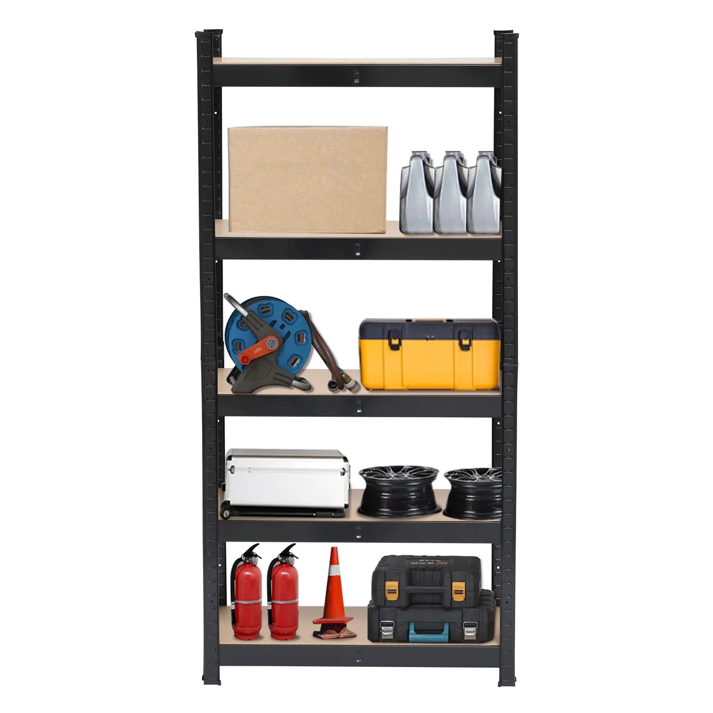 5 Tier Heavy Duty Metal Shelving Rack Unit Garage Storage Shelf Black