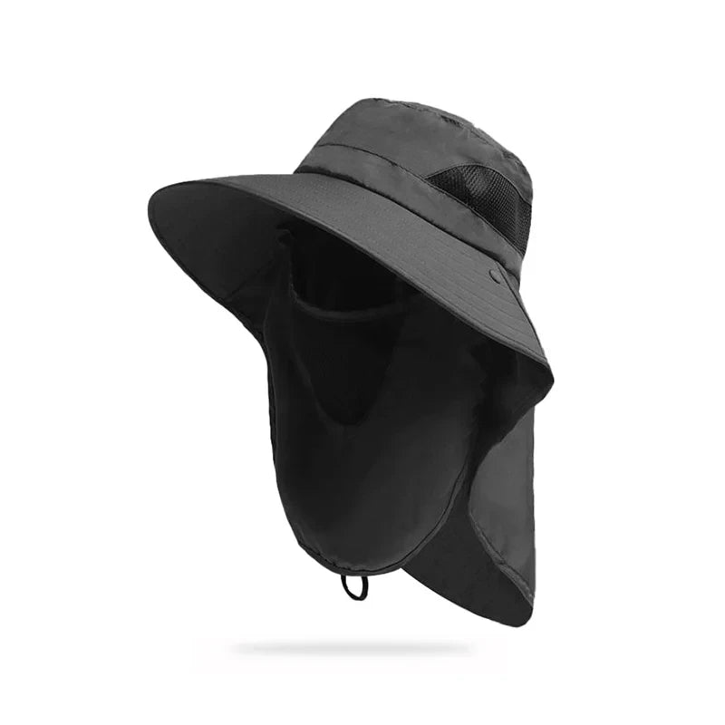 Summer Outdoor Fishing Caps Men Wide Brim UV Protective Mask Thin Casual Hats Sports Climbing Sun Hats