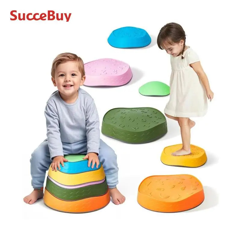 SucceBuy 6 PCS Balance Stepping Stones Kids Sports Toys Training Sensorial Social Games for Children Indoor or Outdoor Play