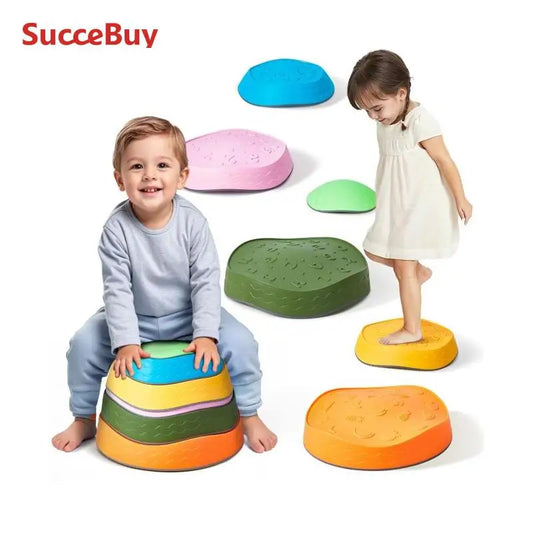 SucceBuy 6 PCS Balance Stepping Stones Kids Sports Toys Training Sensorial Social Games for Children Indoor or Outdoor Play