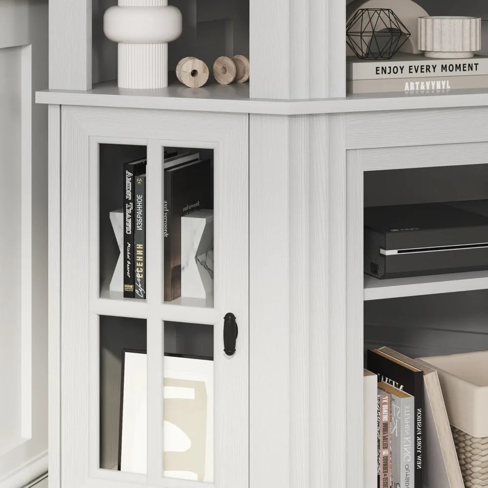 Corner Fireplace TV Stand for Television up to 55" with Storage Cabinets, Entertainment Center, Media Console for Living