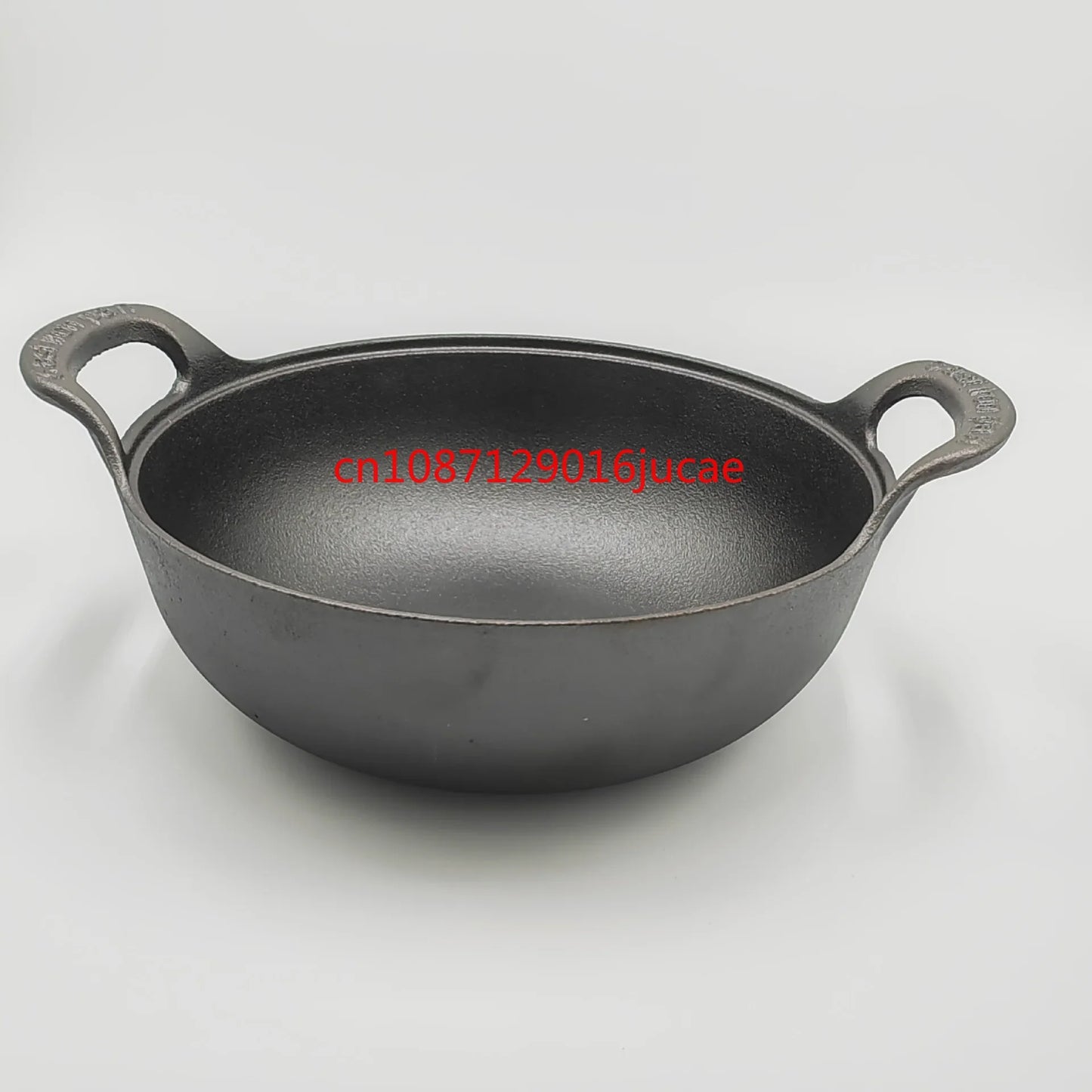 Cast iron pot, thickened double ear stew pot, soup pot, household small stir fry pot, uncoated non stick flat bottomed pan
