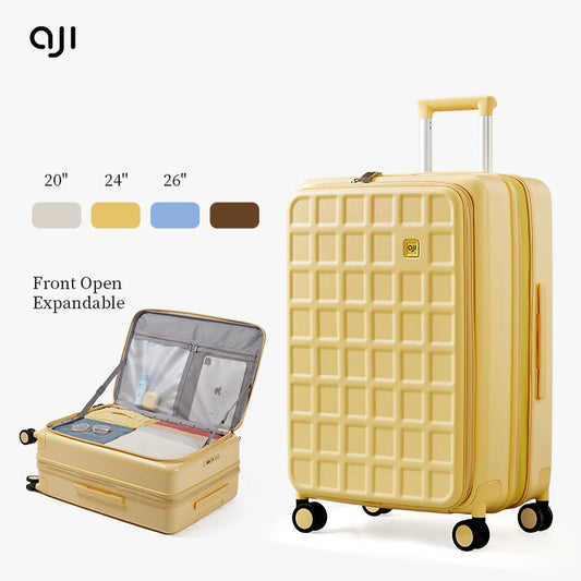 Aji Luggage Travel Suitcase Women 40MM Expandable Large Capacity Suitcases On Wheelstsa Lock Trolley Case Plaid Pattern Design