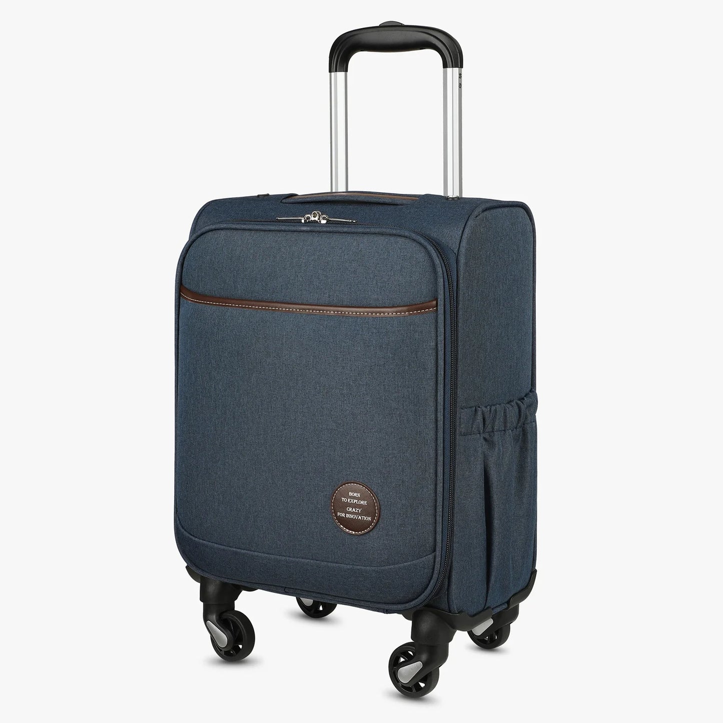 15 Inch Underseat Carry-on Luggage with Wheels Lightweight Luggage with Front Opening Lid (Blue)