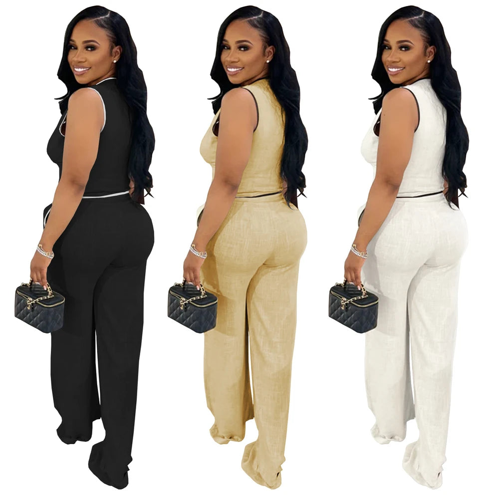Women Clothing Fashion Elegant Sets Casual V-Neck Button Down Tops and Long Pants Suit 2025 Summer Loungewear 2piece Set Outfits