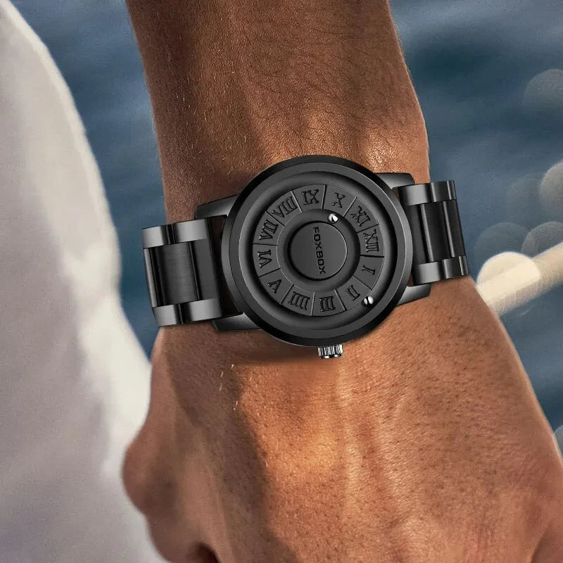 2025 New Men's Watches Luxury Quartz Watch For Men Creative Scrolling Pointer Magnetic Force Wrist Clock Relogio Masculino