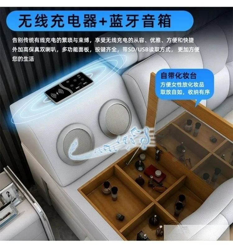 Customizable  Tech Smart Genuine Leather Bed | Multifunctional Ultimate Beds | Massage Tatami