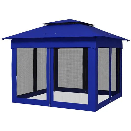 Outsunny 11 x 11 Pop-Up Canopy Gazebo Outdoor Patio Event Tent with Zipper Netting,Carry Bag, UV Protection for Backyard & G