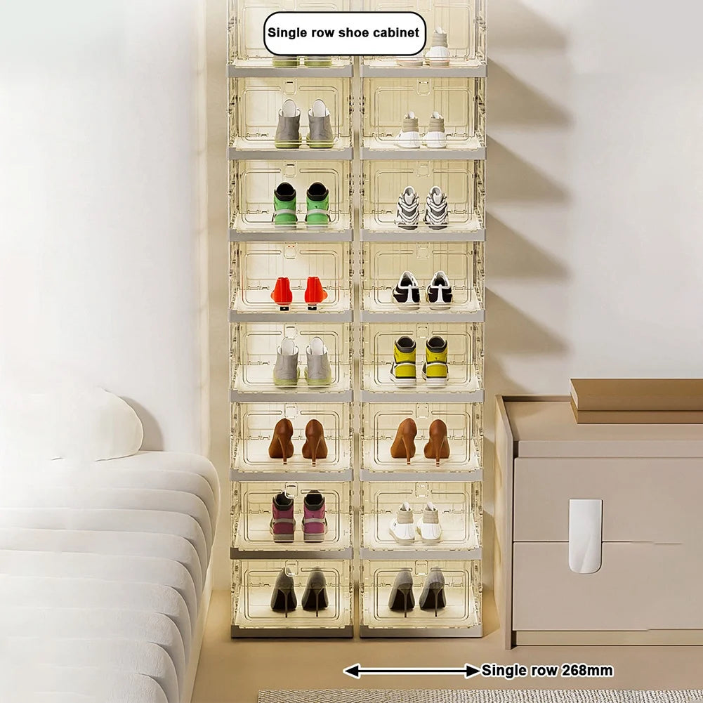 Foldable Shoe Rack 6/9 Tier Stackable Shoe Storage Cabinet for Narrow Storage Space Organizer Boxes for Hallway Living Room