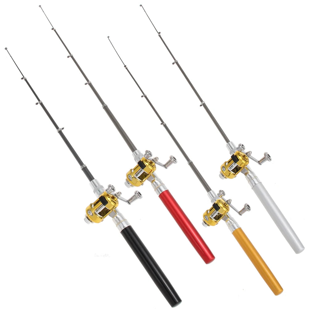 Fishing Rod Reel Combo Set Mini Telescopic Pocket Pen Fishing Rod Pole Fish Rod+Reel Pocket Fishing Rod Reel Full Kit