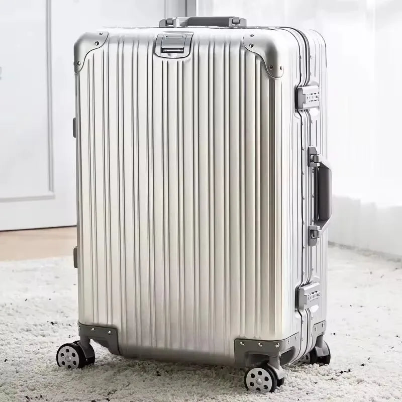 20/24/26/29 Inch Lightweight Aluminum-Magnesium Alloy Carry-on Suitcase - Cabin Luggage Business Travel Trolley w/Spinner Wheels