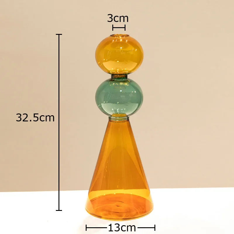 Multicolour Transparent Glass Vase Hydroponics Flower Pot Desk Decoration Flower Arrangement Floral Vases Room Aesthetic Decor