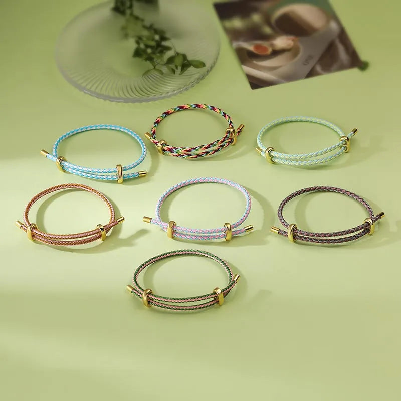HECHENG,Colourful Steel Wire Adjustable Retractable Bracelet Handmade Braided Rope Couple Bracelet Men Women Jewellery String