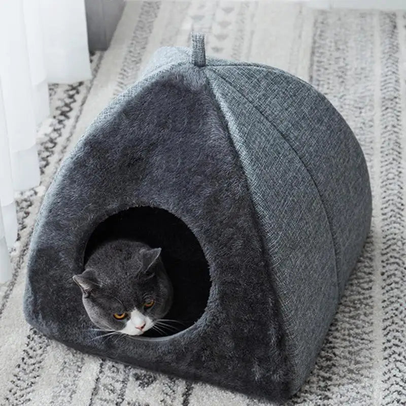New Deep Sleep Comfort In Winter Cat Bed Thicken Cat Dog Cave Cat's House Products Pets Tent Cozy Cave Cat Beds Indoor For Dog
