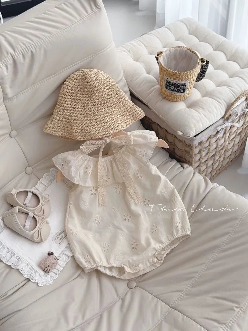 0 - 3 Y Baby Girl Clothing Super Cute Baby Clothes Baby Girls' Cotton Romper with Hollow Out Flowers Soft and Adorable