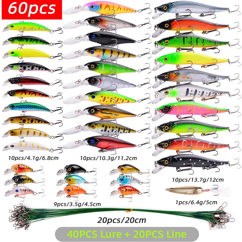 Mixed Fishing Lure Kits Crankbait Minnow Popper Lure Bass Baits wobbler Set Lifelike Fake Fishing bait Tackle