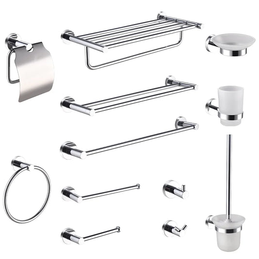 Bathroom Hardware 304 Stainless Steel Chrome Plated Towel Rack Toilet Paper Rack Soap Dish Rack Towel Bar Bathroom Accessories S