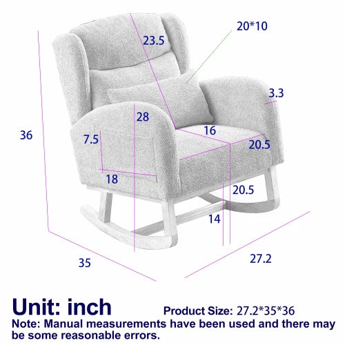 High Backrest Living Room Lounge Arm Rocking Chair, Two Side Pocket