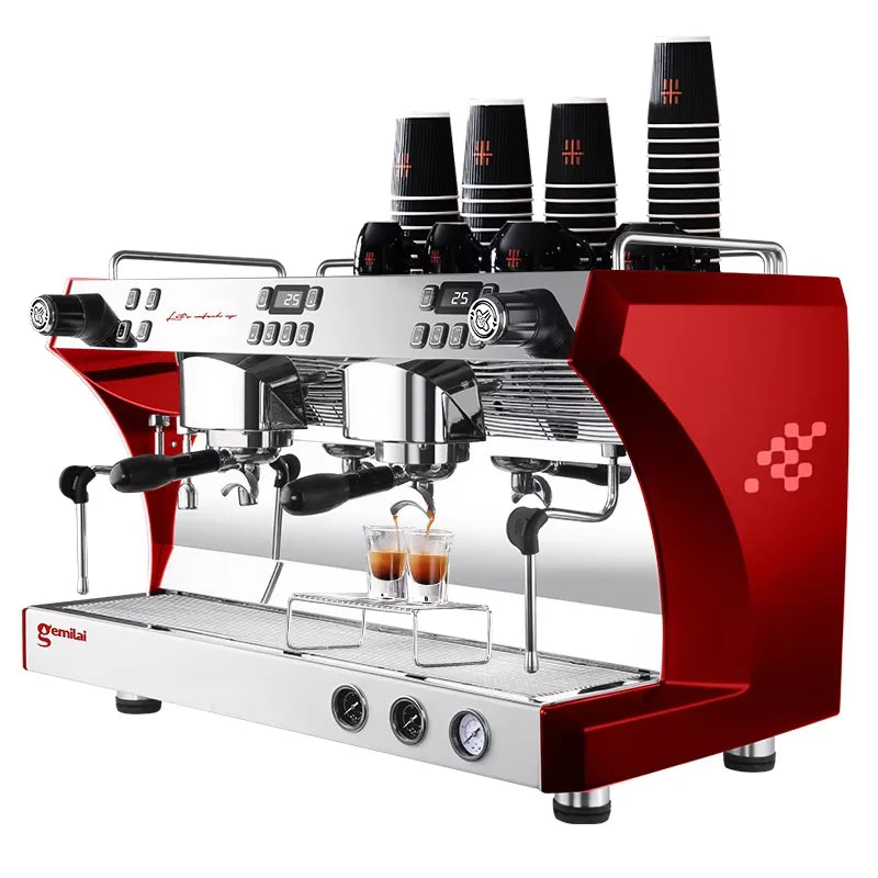 Commercial Coffee Maker CRM3120C Dual Head Coffee Machine, Independent Multi Boiler System, Adjustable Extraction Temperature