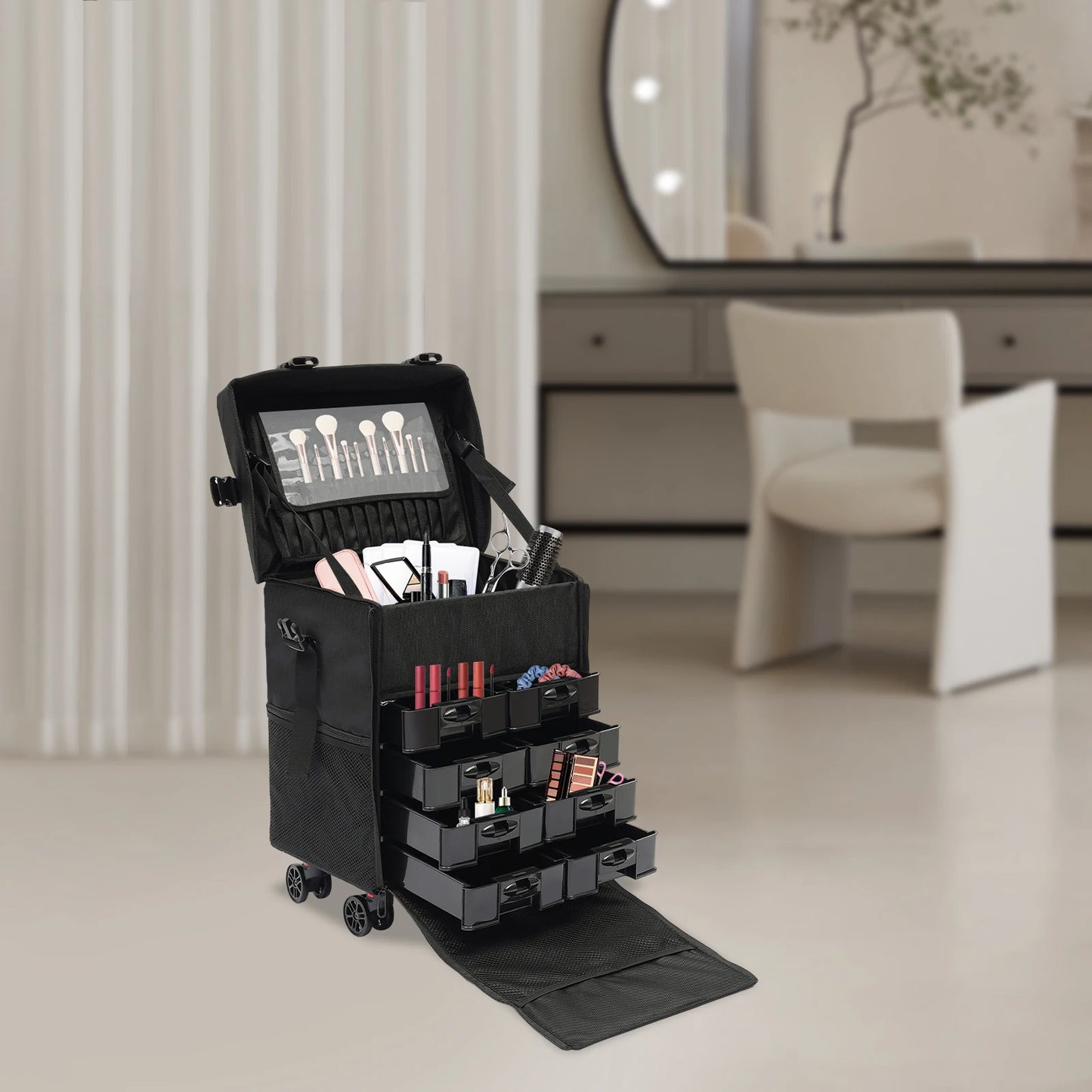 Rolling Makeup Case, Cosmetic Case Trolley, Make Up Suitcase Cosmetic Trolley, Makeup Suitcase with Wheels