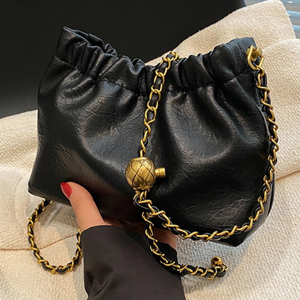 Women Crossbody Tote Bag PU Leather Pleatd Hobo Bag Versatile Messenger Bag Satchel Sling Bag Girl Stylish Purse