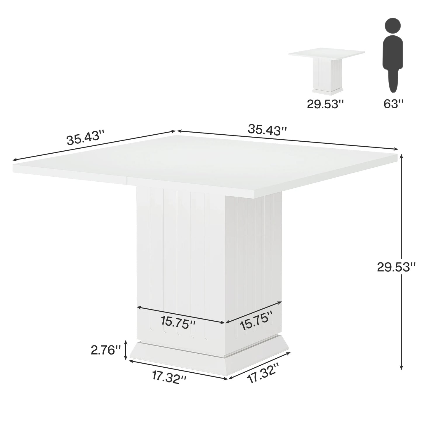 Tribesigns Square Dining Table with 2 Placemats, Modern Engineered Wood Small Dinner Kitchen Table for 4 People