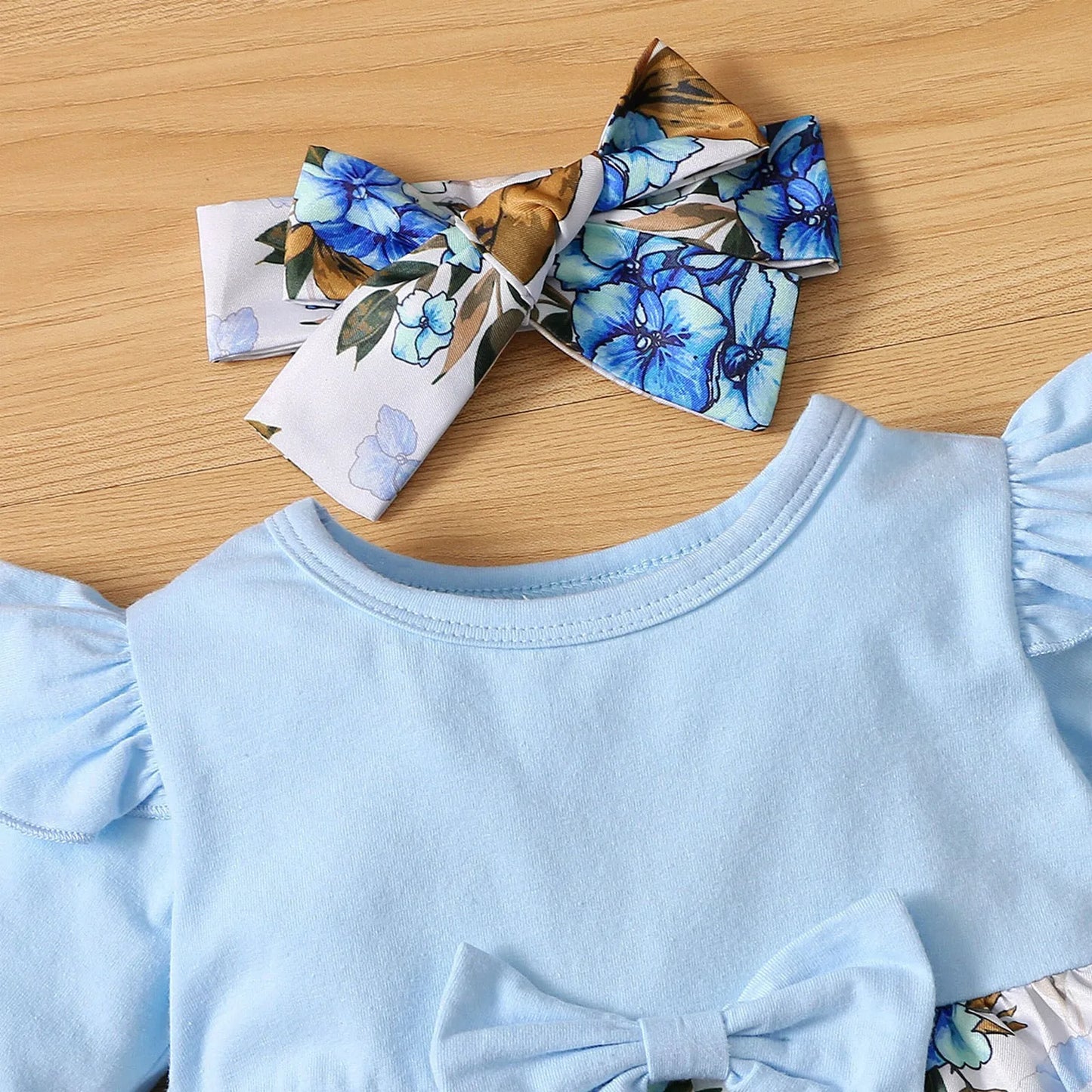 Infant Baby Girls' Clothing Long Sleeve Tops+Pants+Headwear Sets Flower Print Fashion Baby's Set Baby Clothes 3 6 12 24 Months