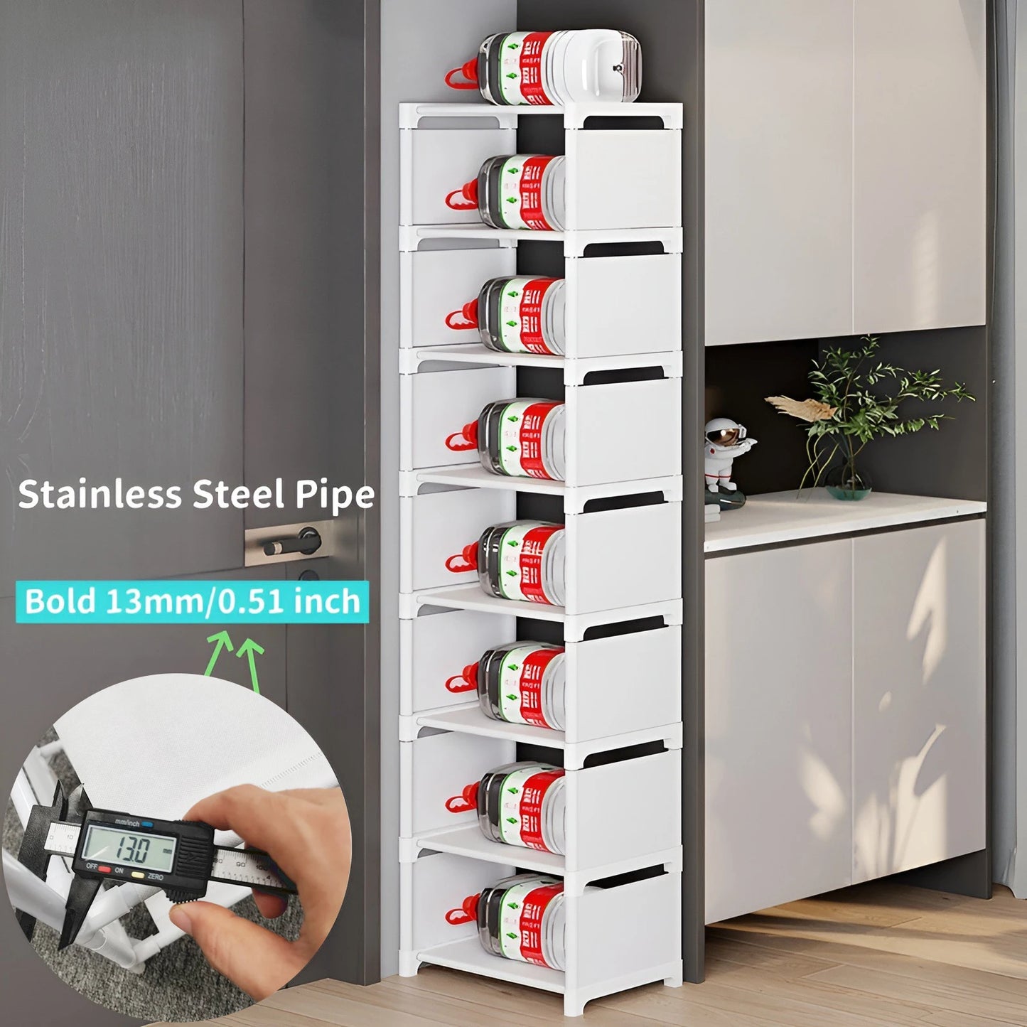 Simple Shoe Rack with High Capacity & Easy Assembly 6-10 Tiers Shoe Storage Organizer for Entryway, Hallway, Living Room & Dorm