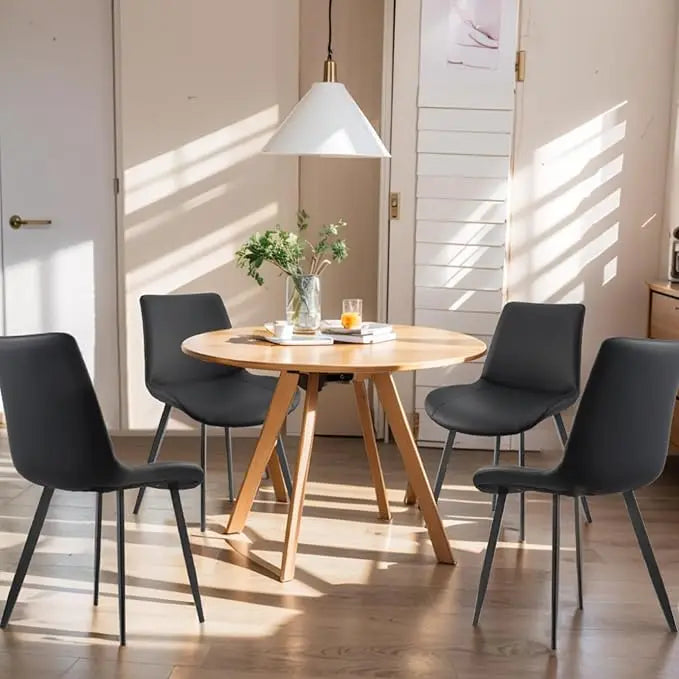 Dining Chairs, Modern PU Leather Dining Room Chair with Sturdy Metal Legs, Upholstered Seat Dinner Chairs Accent Side Chairs