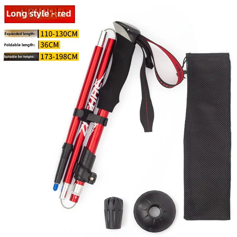 Lightweight Collapsible Trekking Pole Five-fold Walking Stick for Hiking Camping Backpacking Aluminum Alloy Trekking Pole