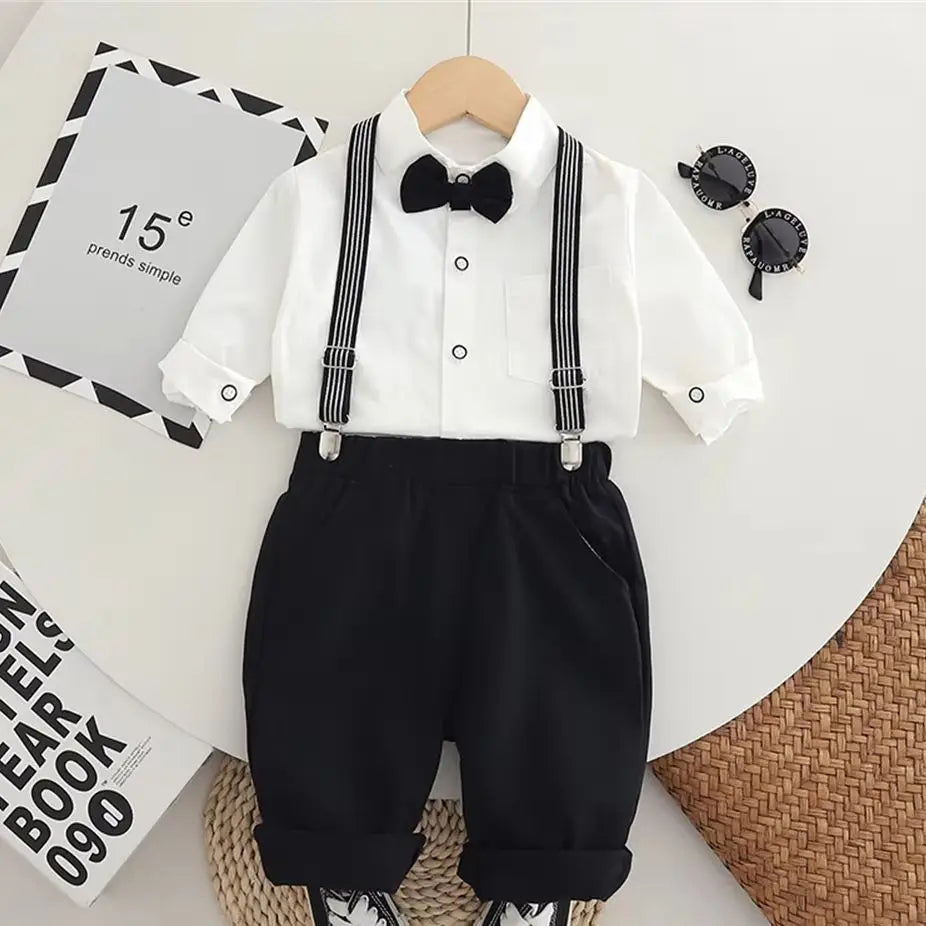 Boys Clothing Sets Autumn Gentleman Long Sleeve Shirts+ Pants 2Pcs Kids Clothes Set Newborn Boy Formal Clothing Outfit Party