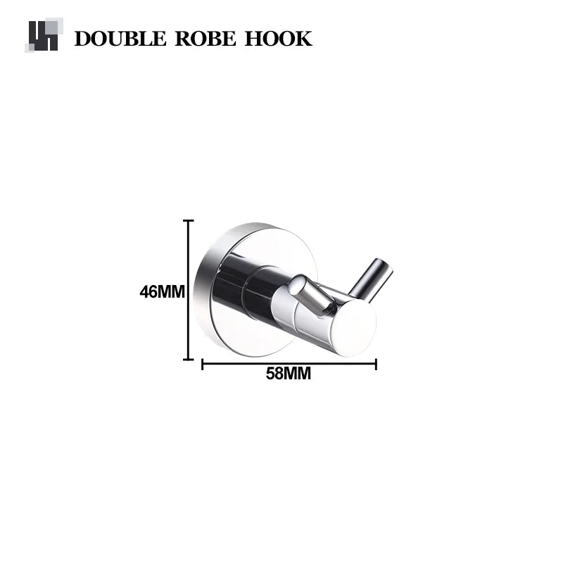 Bathroom Accessories 304Stainless Steel Hardware Kit Wall Mount Clothe Hook Paper Holder Towel Bar Toilet Brush Holder Soap Dish