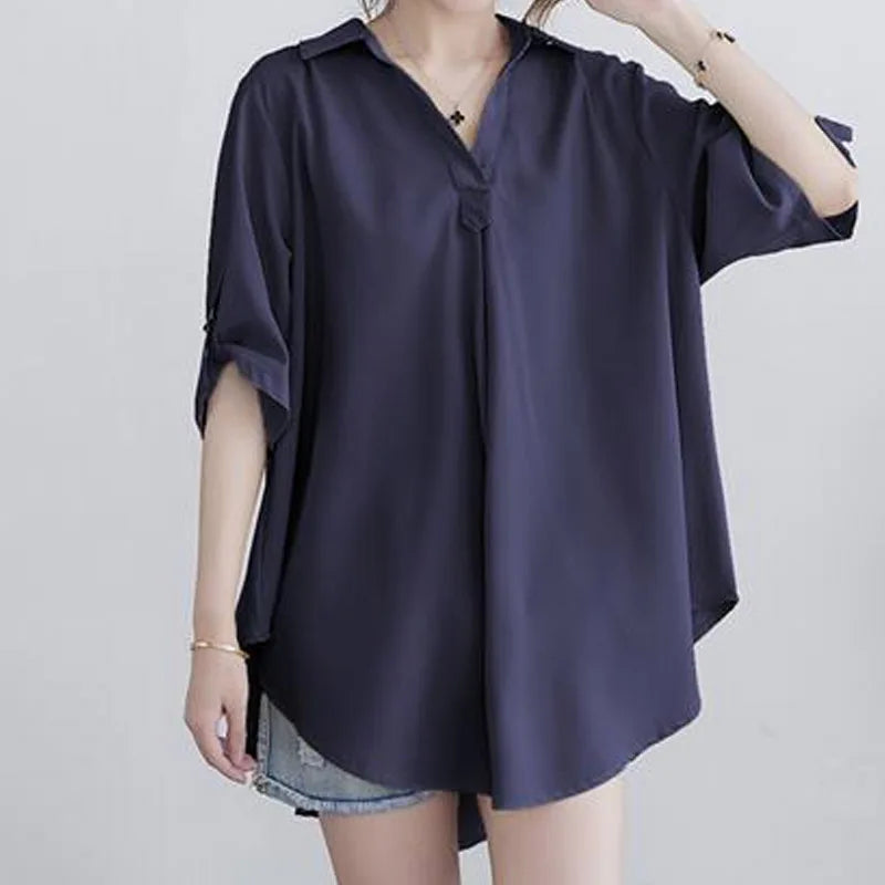 Women's Clothing White Shirt Summer Chiffon Loose Fit A-Line Waist Slimming Elegant Casual Office Ready New Yellow