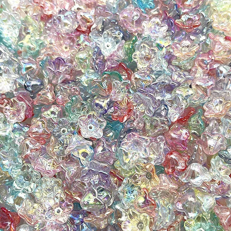 NEW 50pcs 7x13mm Gradual Change Acrylic Bellflower Beads Caps Jewelry Findings Charms Bracelets Spacer Beads for Jewelry Making