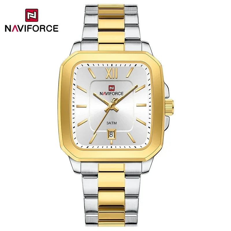 NAVIFORCE Fashion Women's Watches Waterproof Couple Steel Strap Quartz Calendar Wristwatch Gift for Girl Clock Relogio Feminino