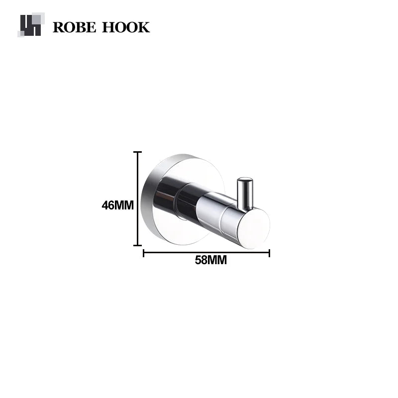 Bathroom Accessories 304Stainless Steel Hardware Kit Wall Mount Clothe Hook Paper Holder Towel Bar Toilet Brush Holder Soap Dish
