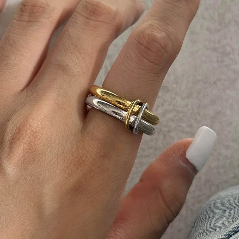 Multiple Layers Strand Loop Indext Finger Rings for Women Lead&nickle Free Stainless Steel Gold Plated Ring 2025 Charm Jewelry