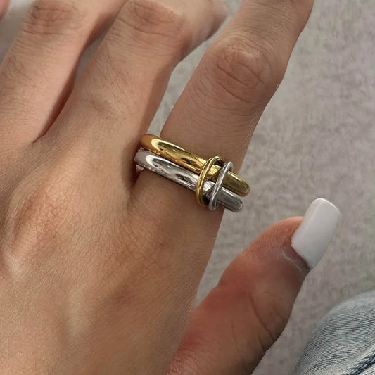 Multiple Layers Strand Loop Indext Finger Rings for Women Lead&nickle Free Stainless Steel Gold Plated Ring 2025 Charm Jewelry