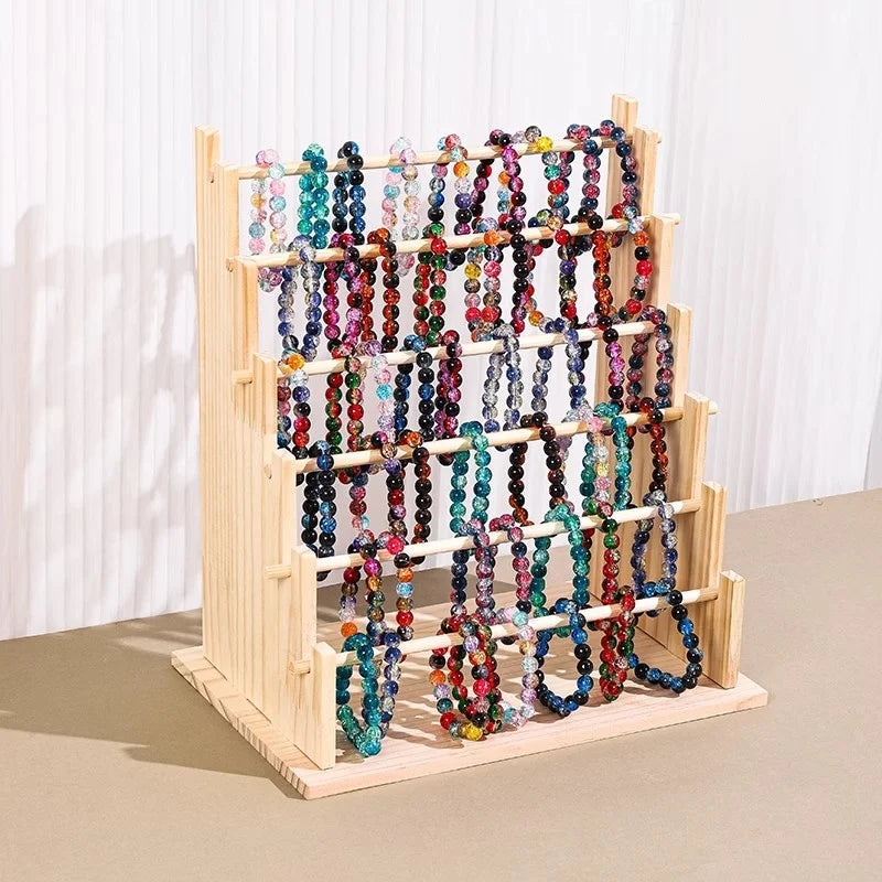 Wooden Bracelet Stand and Display 6 Tier Bracelet Holder Organizer Displays for Selling Stand for Jewelry Bangle
