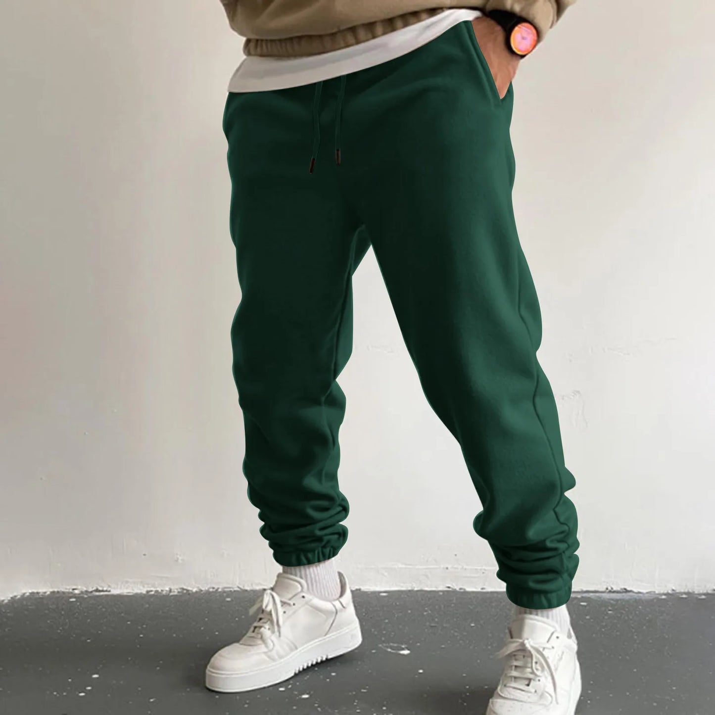 Outdoor Jogger Fitness Running Sweatpants For Men's Black High Waist Drawstring Sport Casual Pants With Pockets Baggy Trousers