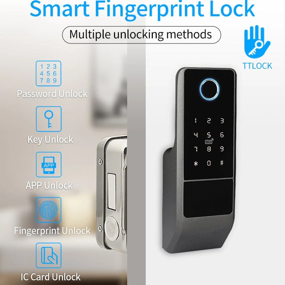 TTLock Bluetooth Fingerprint Waterproof Outdoor Gate Passcode Rfid Card Keyless Smart Door Lock