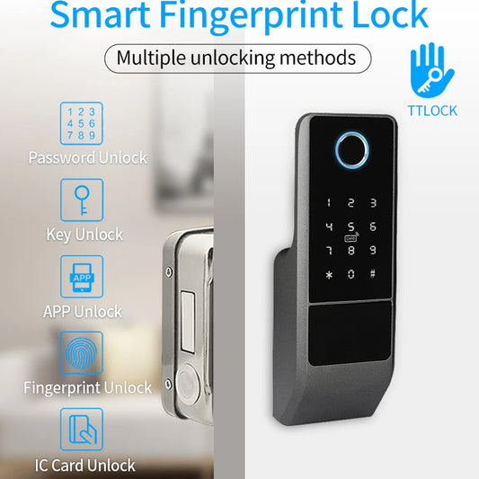 TTLock Bluetooth Fingerprint Waterproof Outdoor Gate Passcode Rfid Card Keyless Smart Door Lock