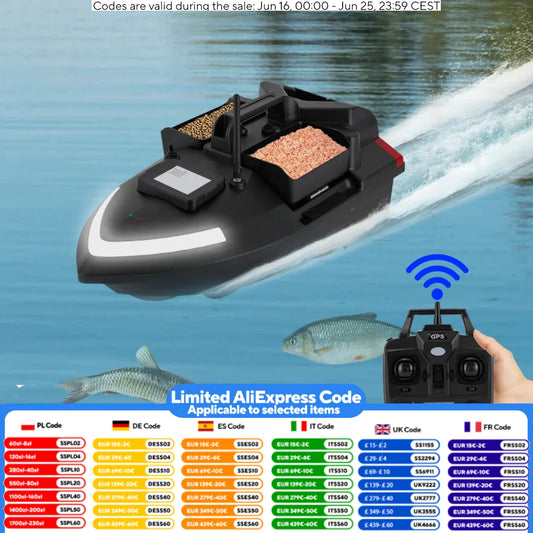 Rechargeable Fishing Bait Boat 500m Remote Control GPS Bait Boat Fish Finder with 1 Charger 2kg Load