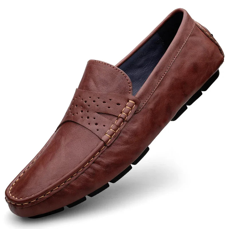 Genuine Leather Mens Slip on Shoes New Arrival Mens Loafers Handmade Male Comfortable Driving Footwear High Quality Men's Shoes