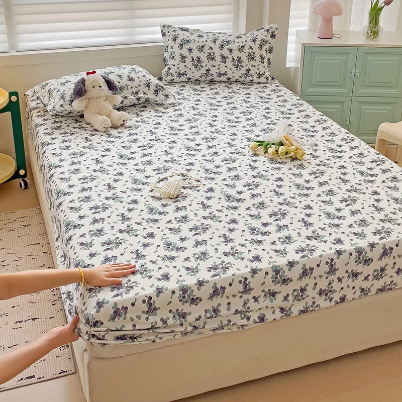 Ins Bed Sheets Floral Fitted Sheet Non Slip 침대패드 Bedspread With Elastic Band Mattress Cover (no Pillowcase) Double Bed Sheets