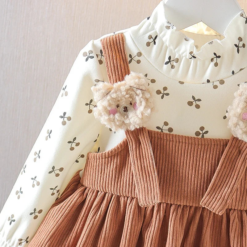 Baby Clothes Girl Spring And Autumn Bear And Cherry Pattern Baby Dresses Cute Casual Baby Girl Dress Kids' Princess Dresses